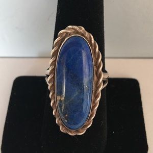 Vintage Native American Lapis Lazuli Signed Ring Size 9.5